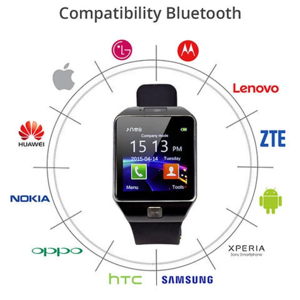 Veme Bluetooth Smart Watch with Camera for IOS and Andriod (Silver Frame/Black )